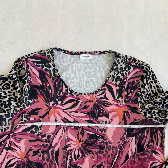 Gerry Weber women long sleeve shirt top blouse size US 8 Leopard Floral Print - Picture 4 of 10